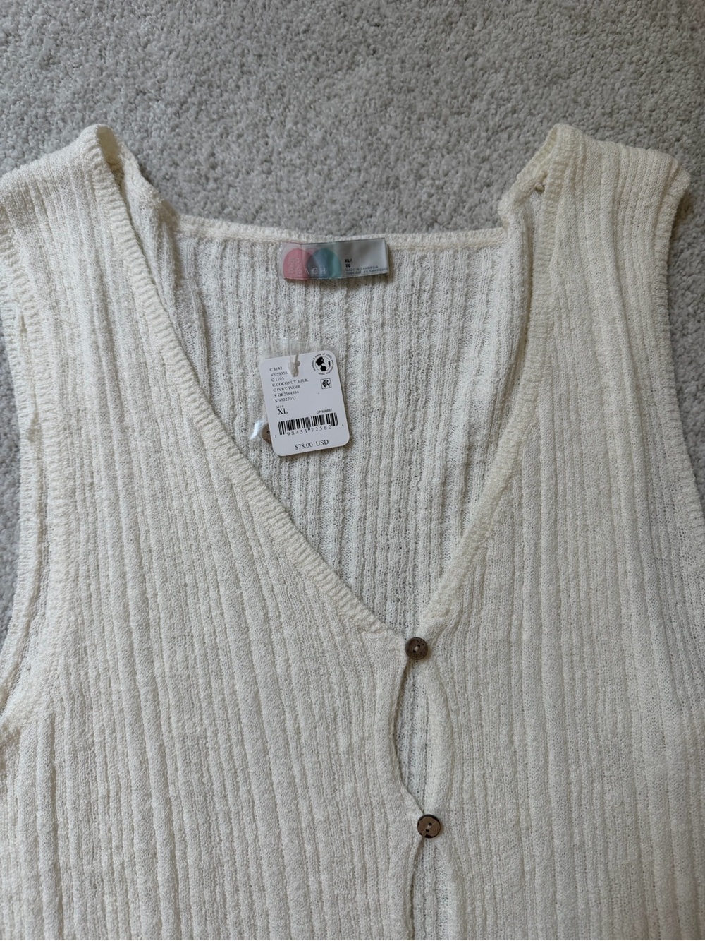 Free People Cream Knit Button Front Vest & Mini Skirt Set - Picture 4 of 7